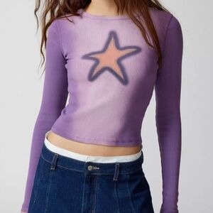 Urban Outfitters Star Icon Acid Washed Long Sleeve
Baby Tee NWT size large & sm